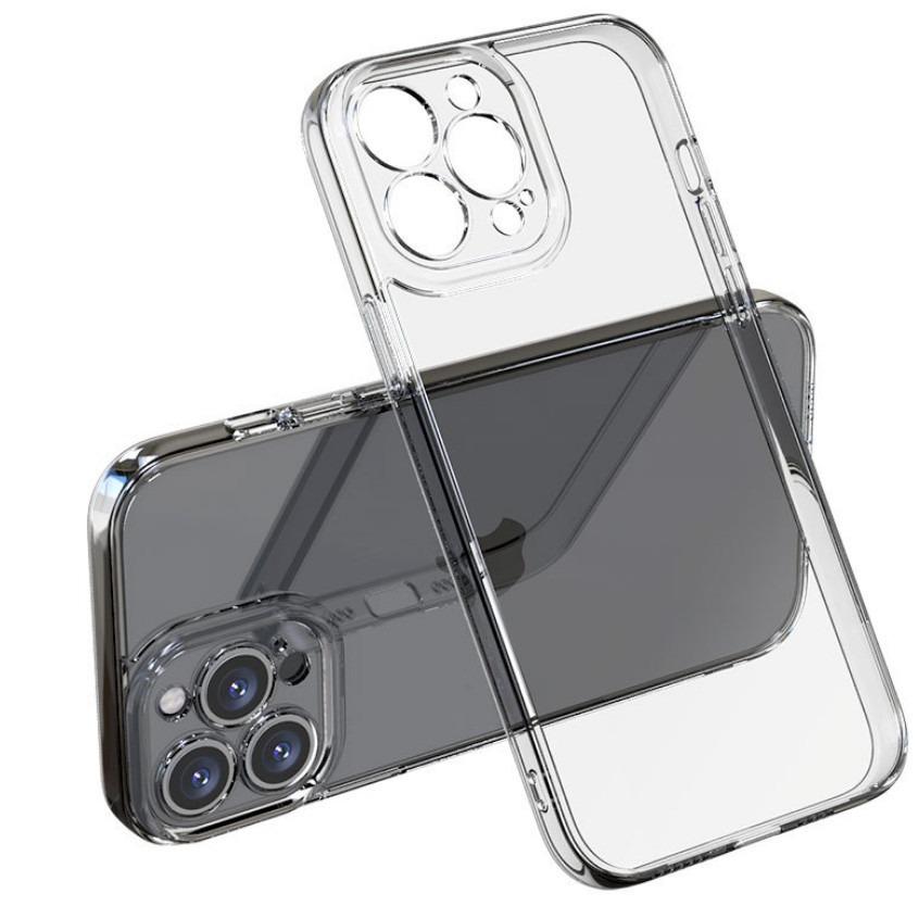 Premium Transparent Glass Case for Apple 13 Pro Max Offers Simple Tempered Glass Design for Anti-fall and Anti-collision Protection.