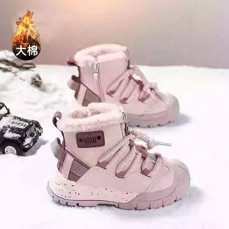 

Детские зимние сапоги 2025 зима новые зимние сапоги мальчики флис утолщенные теплые девочки большие хлопковые сапоги мода 33 розовый