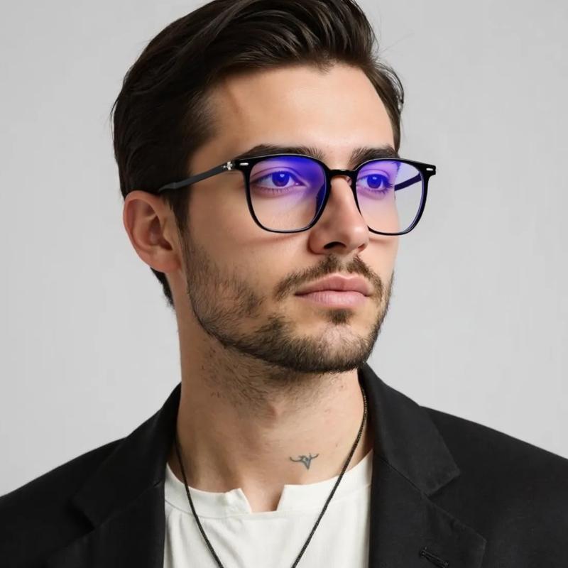 Classic Square Anti Blue Light Glasses TR90 Frame for Men Women Lightweight Computer Glasses Daily Use Eyewear