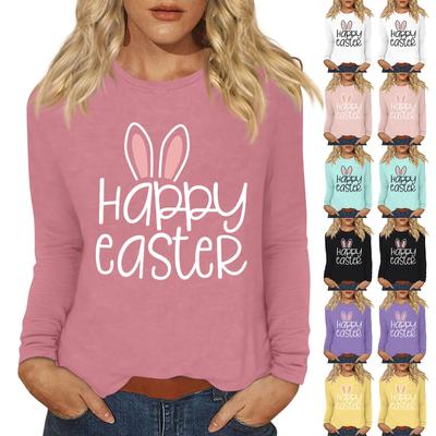 Langarmshirts für Damen, Osterkarneval-Print, Grafik-T-Shirts, Blusen, lässige Basic-Tops, Pullover