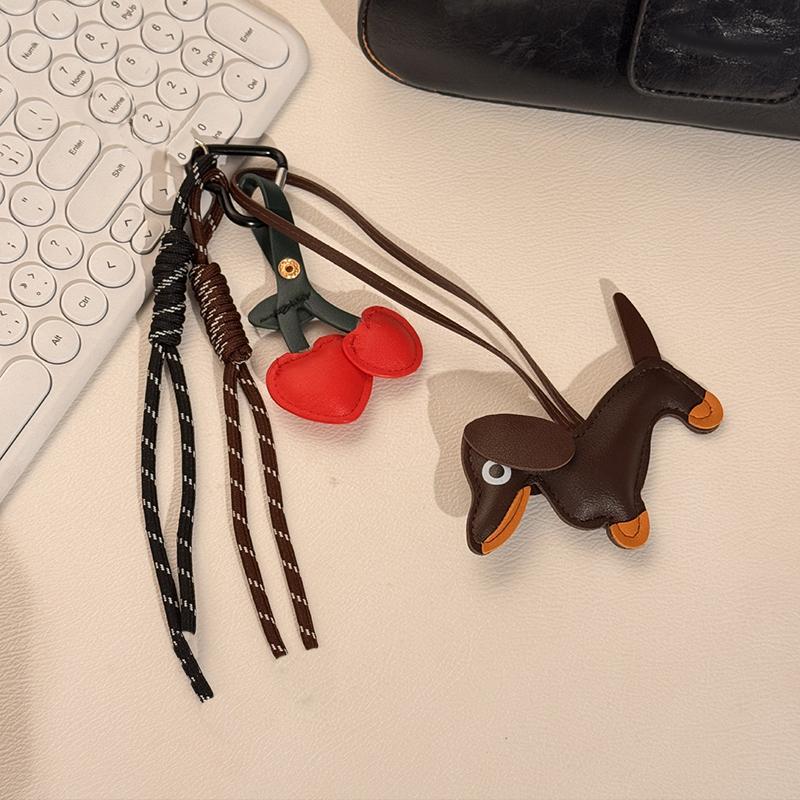 

Bag Charms Purse Charms kit Keychains for Women,Cute Leather Dog Heart Cherry Keychain Bag Charm for Handbag Accessories Tready
