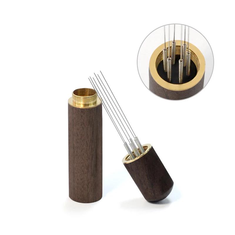 Kaffee-Tamper Edelstahl 6 Nadeln Espresso-Pulverrührer Verteiler Nivellierer Werkzeuge Café Rührstab Barista Zubehör