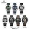NAVIFORCE Original Men Quartz Watch Chronograph Mini Dial Calendar Date Leather Strap Luminous Hands 30m Waterproof Men Watch Gift NF8077
