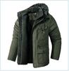 Men's American Plus Size Mid-Length Fleece-Lined Thick Cotton Coat for Sub-Zero Temperatures