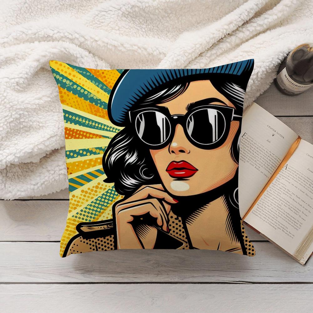 Fashion Pop Comic Portrait Pillow Case Home Decoration Cushion Cover Suitable For Bedroom Car Office Sofa
