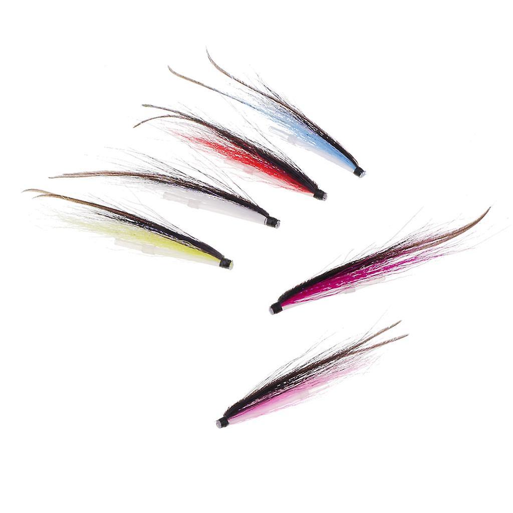 9x6Pcs Tube Fly Fishing Mini Sunray Shadow Riffle Hitch Salmon Flies 50mm