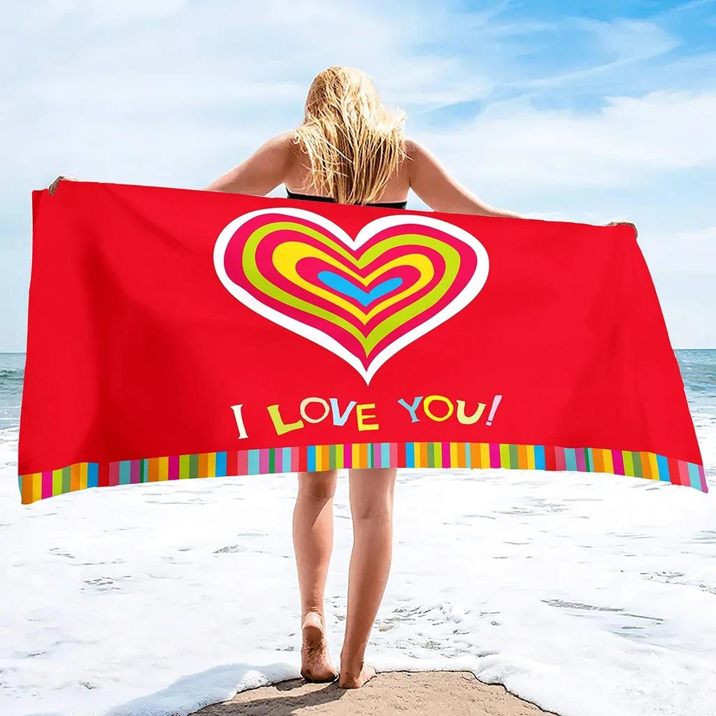 Valentine's Day Large Beach Towel for Adults and Lightweight Pool Towels Quick Dry Beach Towel Water Absorbent Towels for Travel