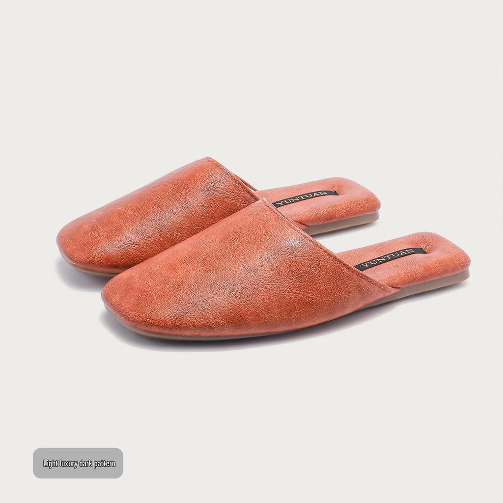 Cloud Group Autumn Minimalist Leather Slippers: Unisex, Non-Slip, All-Season Indoor Shoes