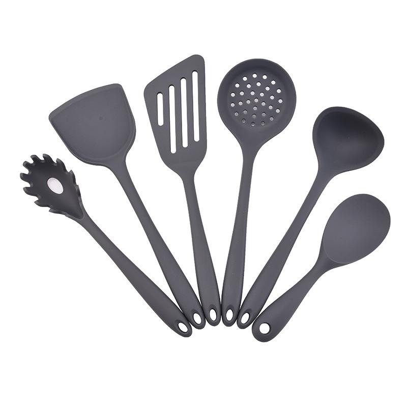 Silicone Kitchen Utensils Set: 6-Piece Non-Stick Color Dot Shovel, Spoon, and Steak Shovel.