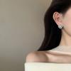 Pearl flower stud earrings French retro high-end earrings fashion versatile earrings women