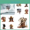 New Arrival Personalized Cowboy Boot Decorative Acrylic Hanging Ornament For Car Saddle Keychain Pendant Vintage Style