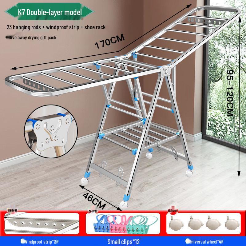 Foldable Stainless Steel Clothes Rack for Indoor/Outdoor Use