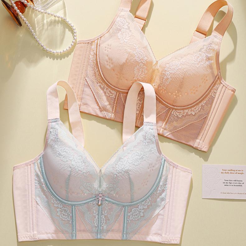 Adjustable Bra for Summer Thin Underwear with Gathered Upper Support To Prevent Sagging and Fishbone Design Without Steel Rings