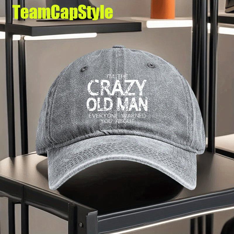Adjustable Crazy Old for Man Vintage Washed Print Baseball Cap  Lightweight Polyester Perfect for Running and Outdoor Activi