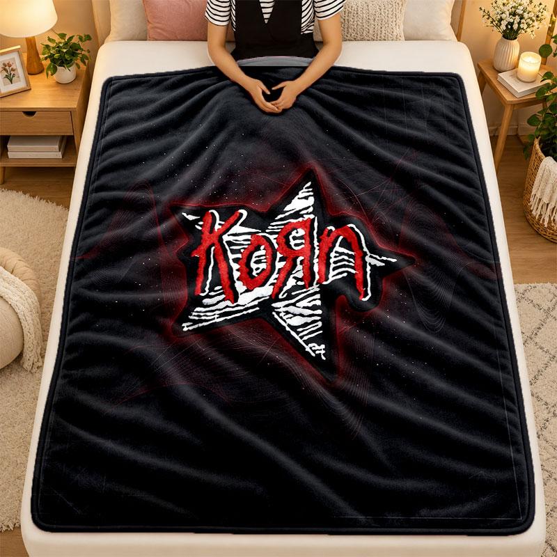 Flannel BlanketKorn Warm Soft Throw Blanket for Indoor Sofa Bed Living Room Use
