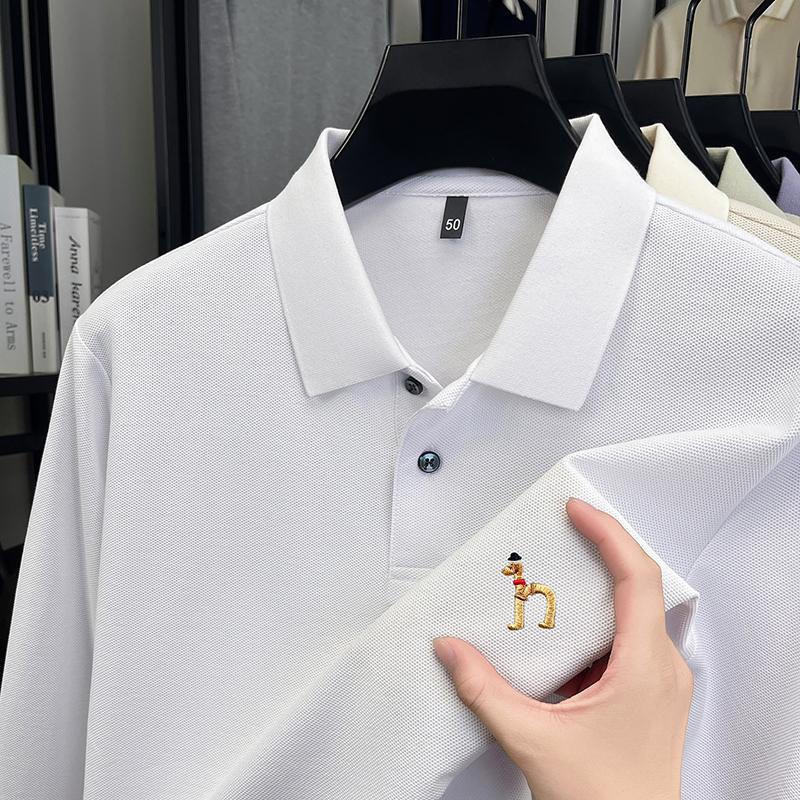 Original Brand Men'S Polo Shirt 100 Cotton Lapel Dog Embroider Long Sleeve T-Shirt Autumn New Business Casual Handsome Men'Swear