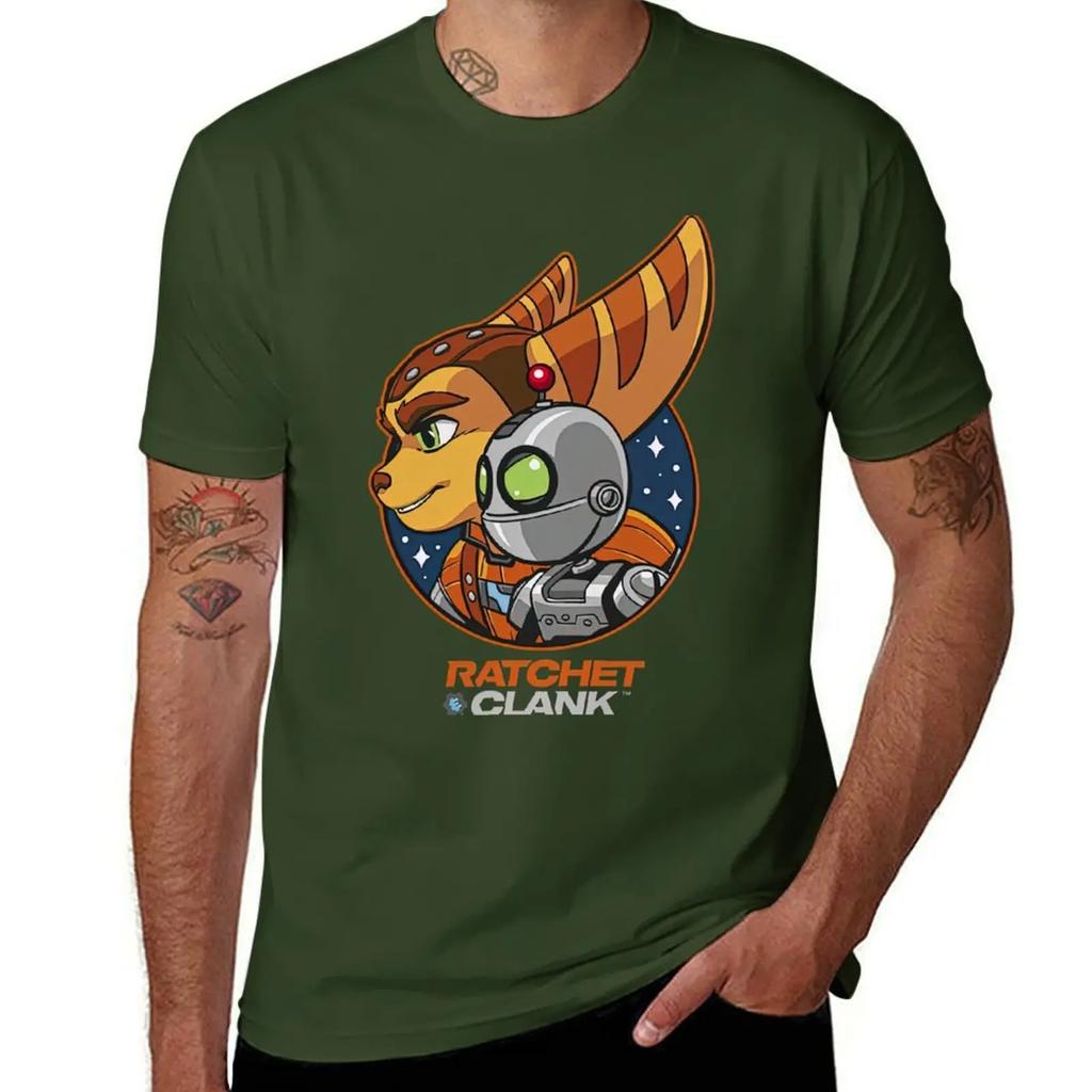 Koszulka z bohaterem Ratchet and Clank Rift Apart, figurki anime, ubrania hippie, ubrania plus size, koszulki męskie