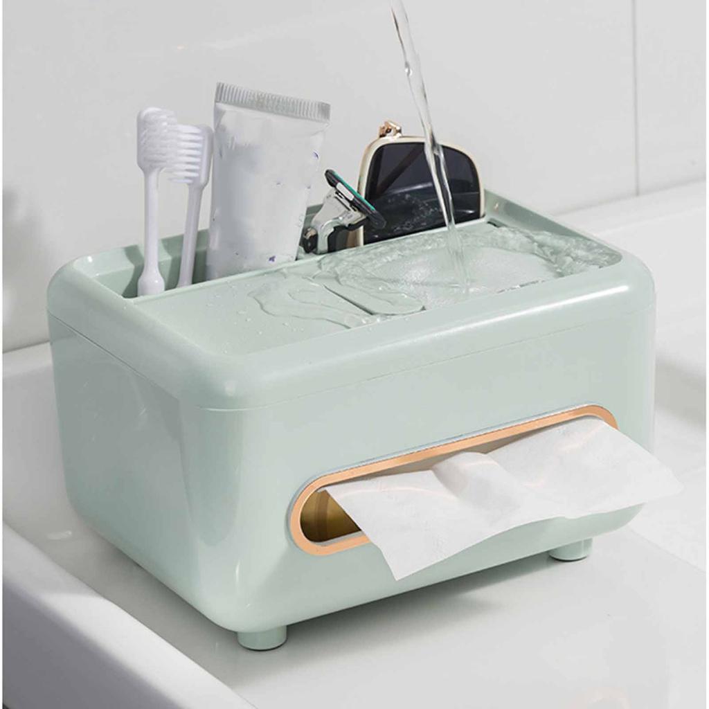 Desktop Tissue Box Multifunctional Home Tissue Dispenser Remote Control   Box for Living Room Restaurant