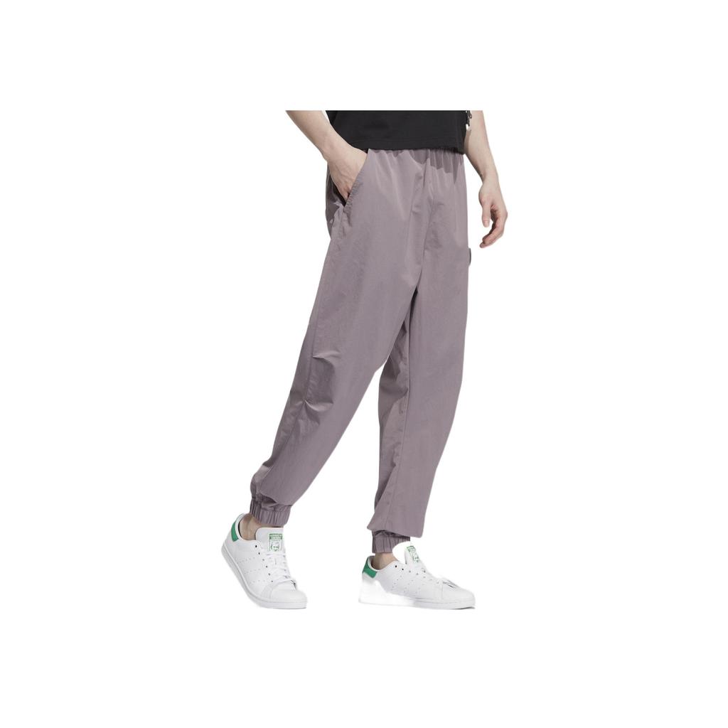 adidas Originals Adicolor Logo Embroidered Solid Color Elastic Waist Sweatpants Men Bottoms Purple HS2003