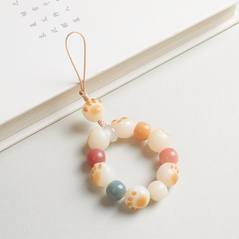

Multi-treasure Bodhi Root Phone Strap for Women, New High-end Cat Claw Fortune Cat Phone Lanyard and Hand Strap Peach Cat Claw-Multi-Budd