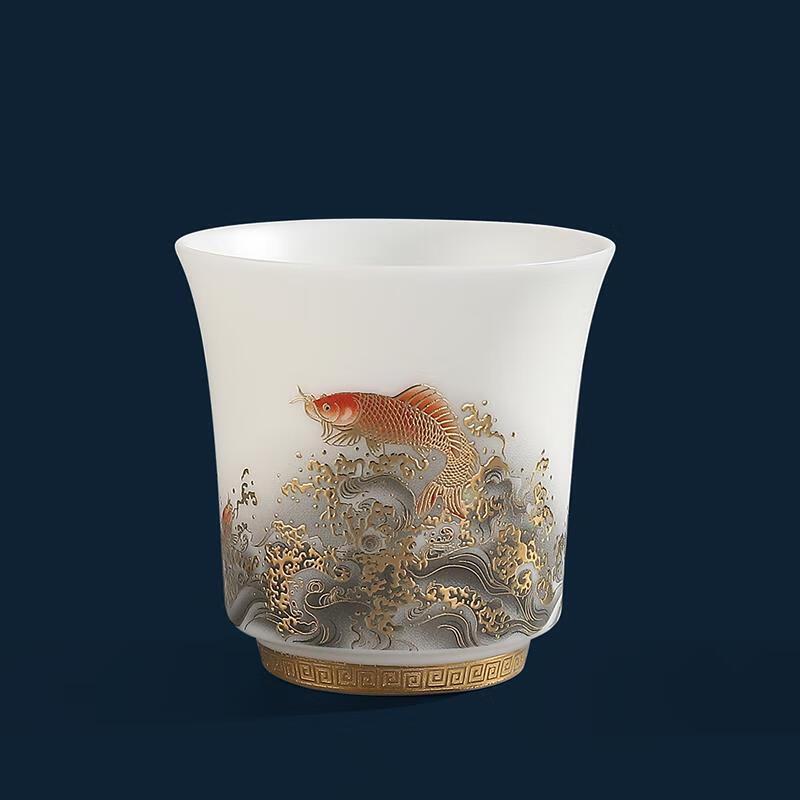 High-Grade Mutton-Fat Jade Ceramic Tea Tasting Cup