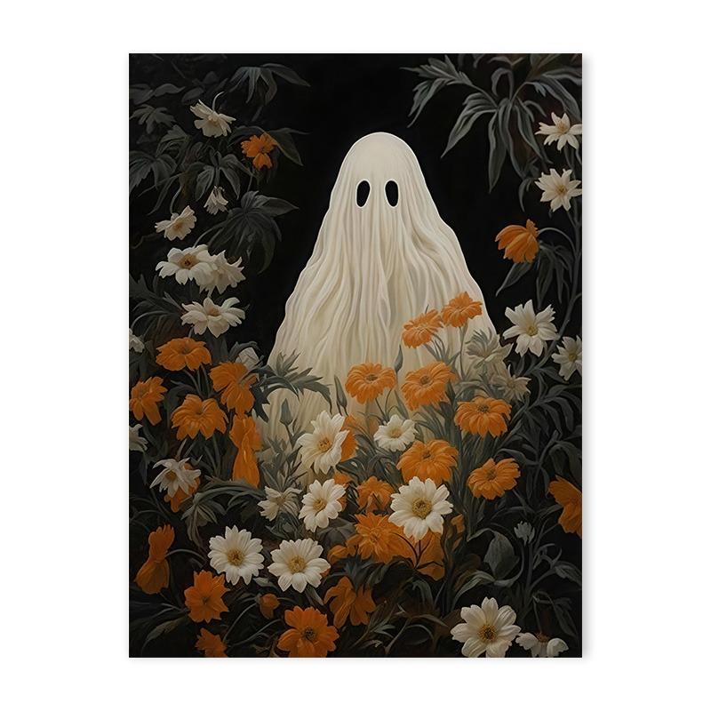 Vintage Halloween Cute Black Cat Candle Ghost Canvas Painting Nordic Dark Horror Academy Posters Bedroom Wall Art Home Decor