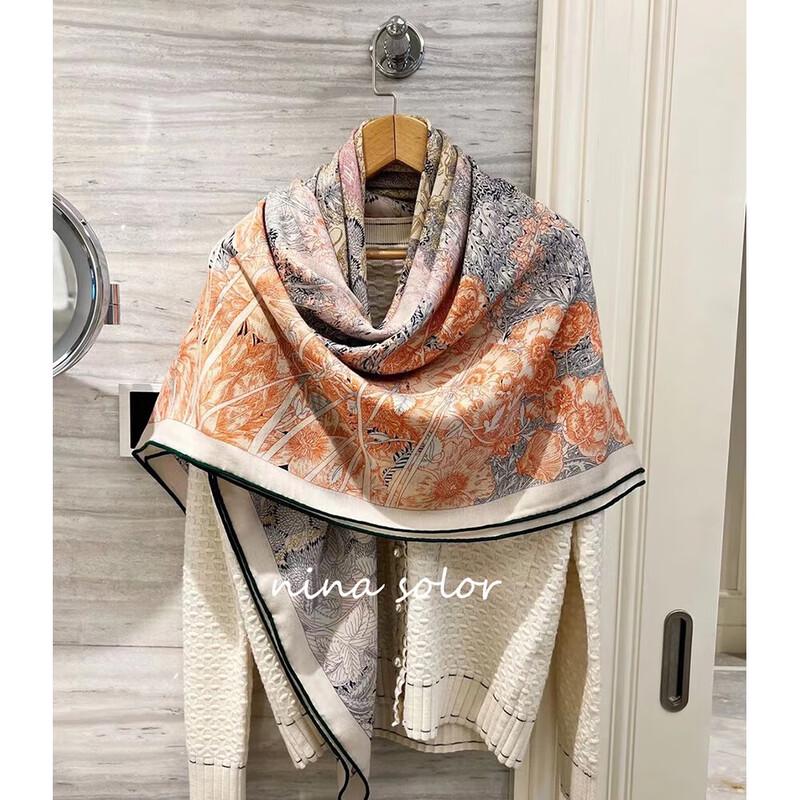 NINA SOLOR Silk Wool Blend Large Square Scarf