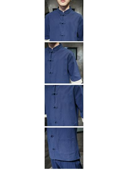 2020 Summer Men's Retro Plus Size Cotton Linen Tang Suit Jacket with Frog Button