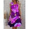 Women'S Casual Sports Dress Vibrant Purple Butterfly Print Women's Dress Sleeveless Tank Top with Sparkling Stars