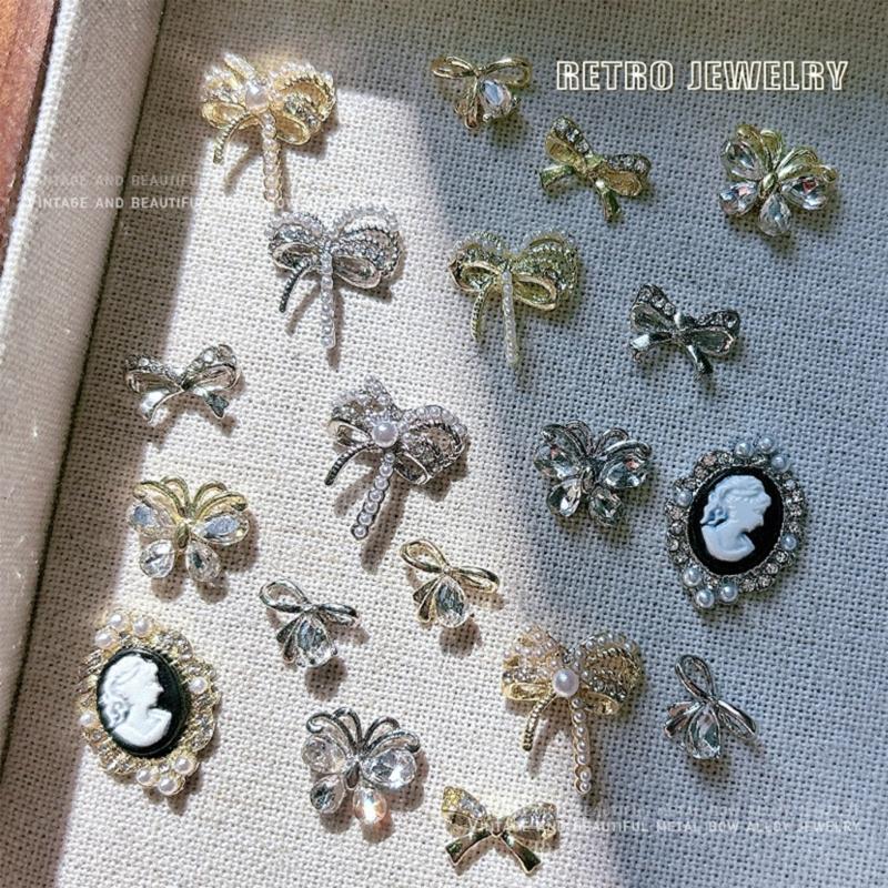 3pcs Nail Art Charms Bows Nail Rhinestones Charms Bowknot Crystal Nail Gems Nail Art Decorations for Acrylic Nails