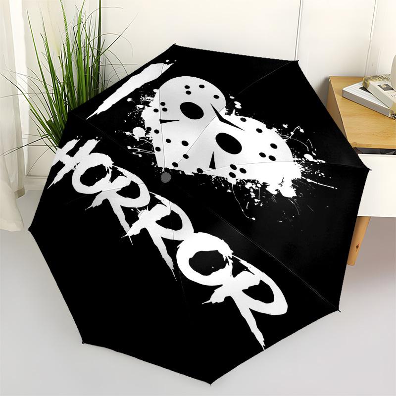 

1pc I Love Horror Mask Umbrella with Plastic Handle,Suitable for All Seasons Home Travel Outdoor UmbrellaFP054