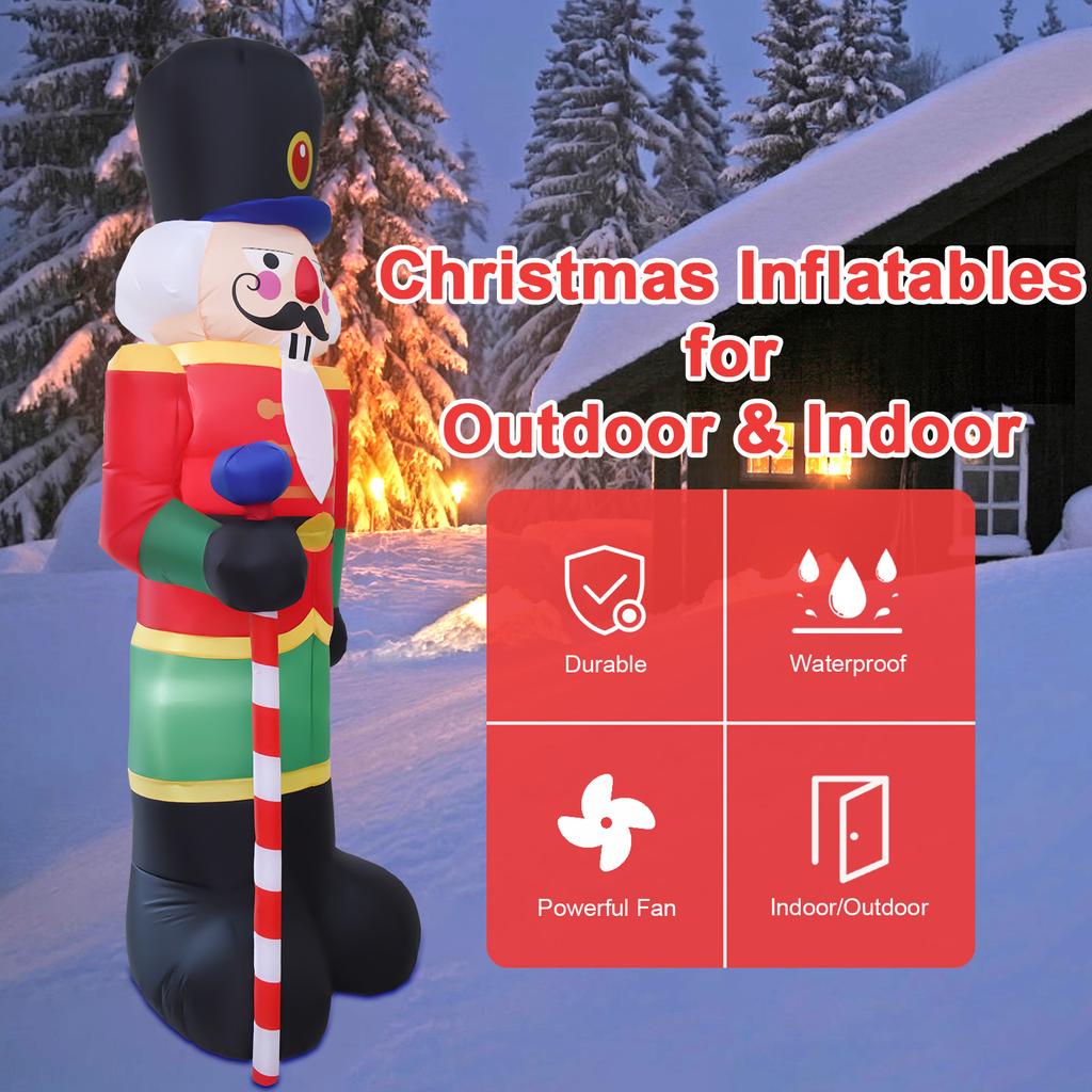 8 Foot Christmas Inflatable Nutcracker - Lighted Yard Decoration With Blower
