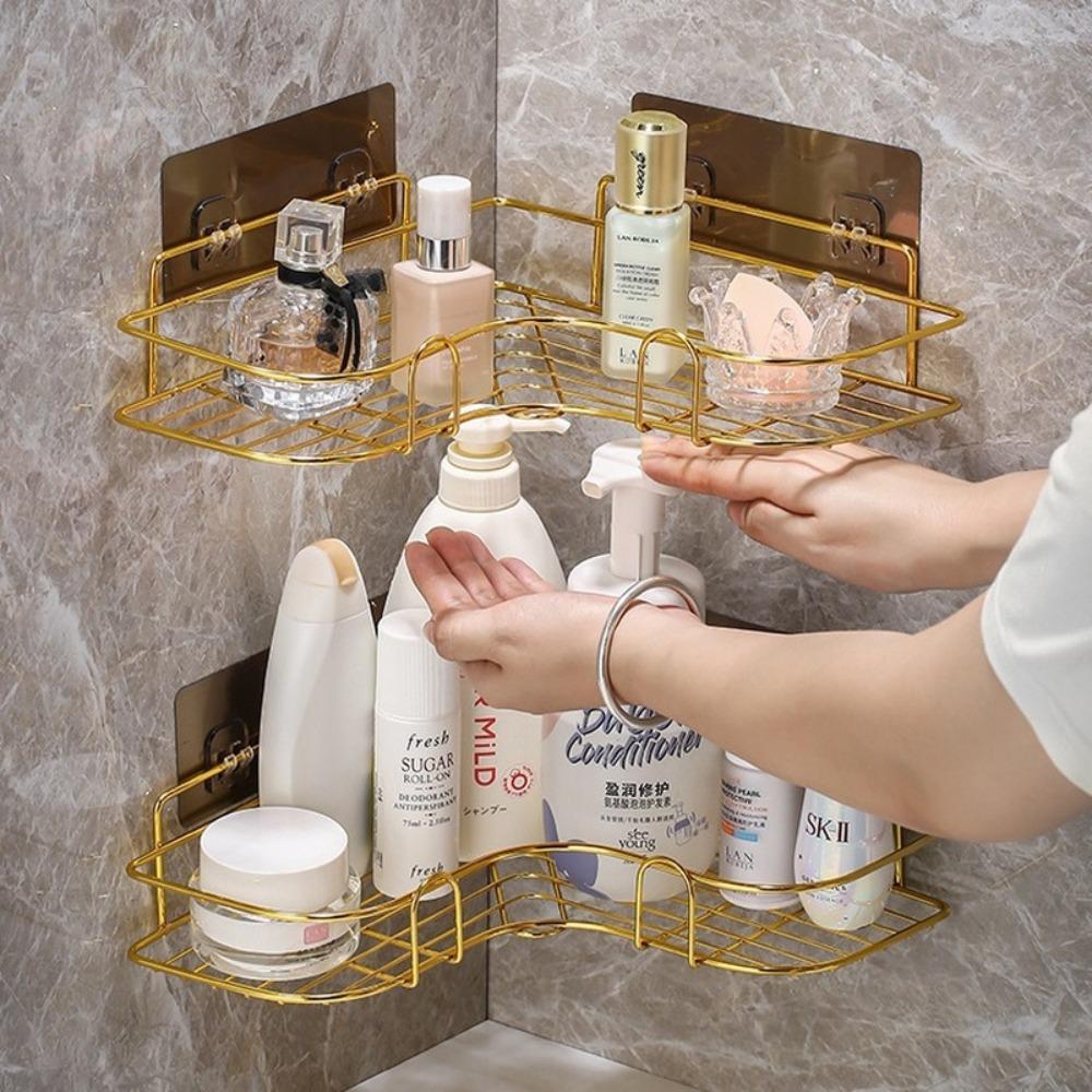 Metal Bathroom Shelf Stainless Steel Shampoo Storage Rack Durable Toilet Organizer  for Kitchen