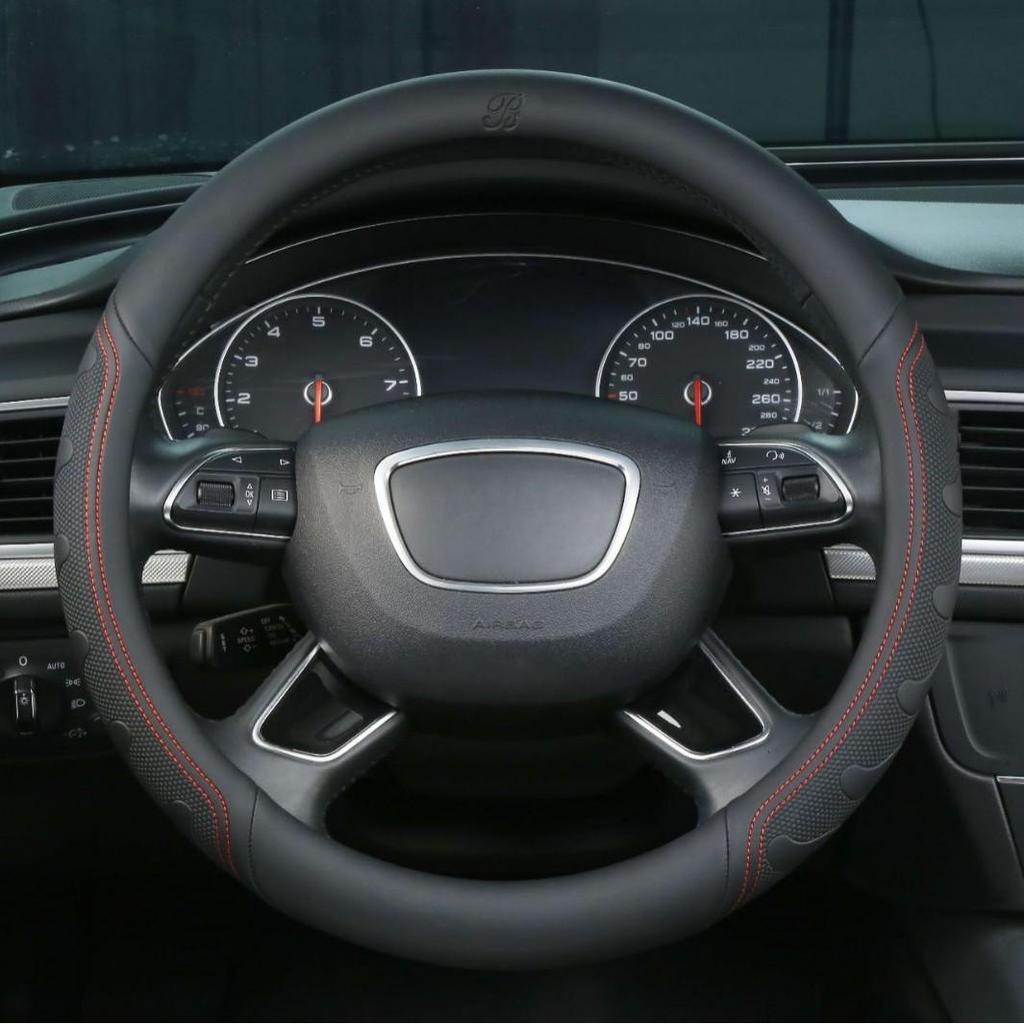 3D Embossed Steering Wheel Cover - Business Style, Comfortable, Breathable, Year-Round Massage for Cars