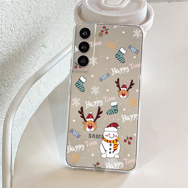 Clear Case For Samsung Galaxy S22 S20 FE S21 Plus S10 Lite S9 S8 S10e Note 20 Ultra 10 Lite 9 Phone Cover Snowman Christmas