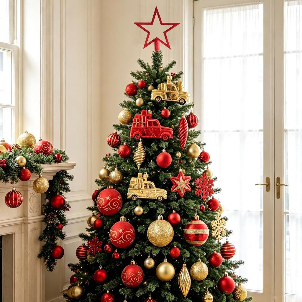 102 Pieces Holiday Decor Lightweight Christmas Tree Ornament Assortment Glittery