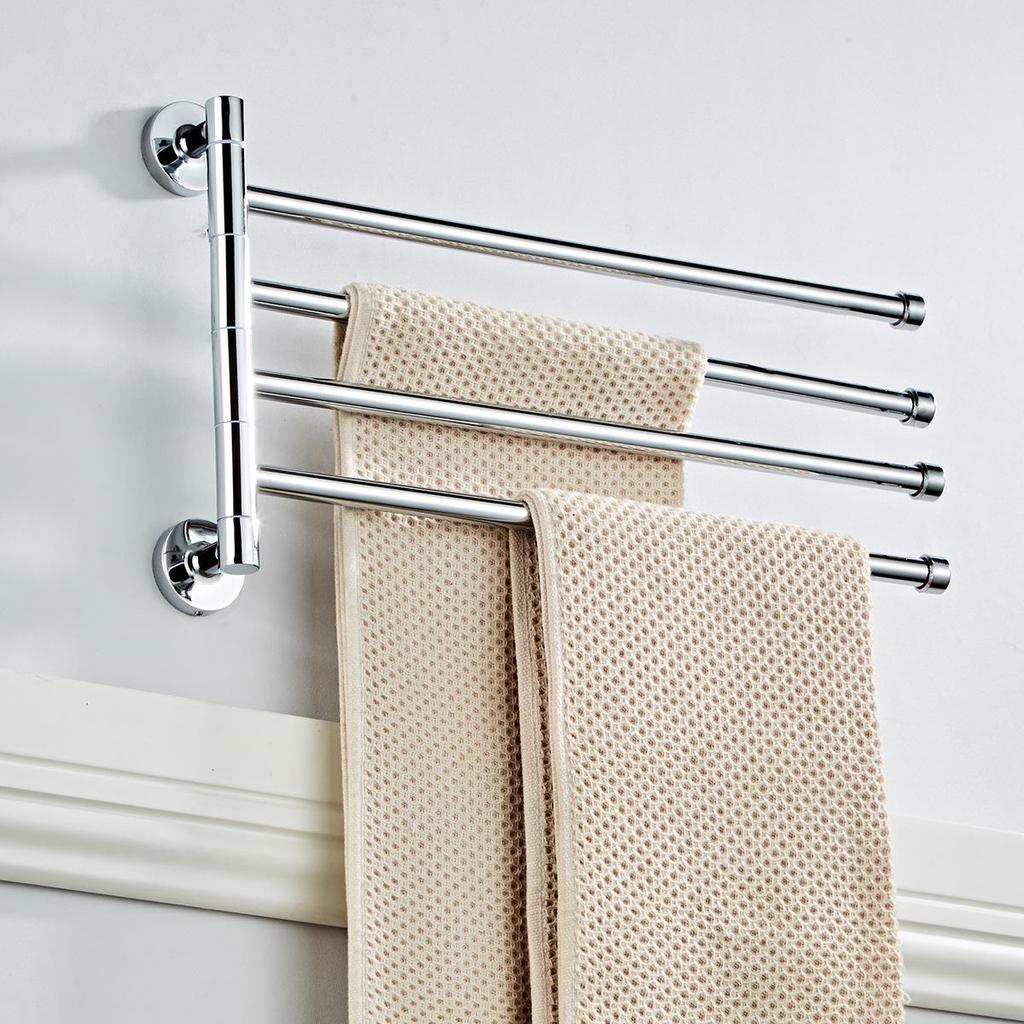 Cross-Rotating Stainless Steel Bathroom Towel Rack