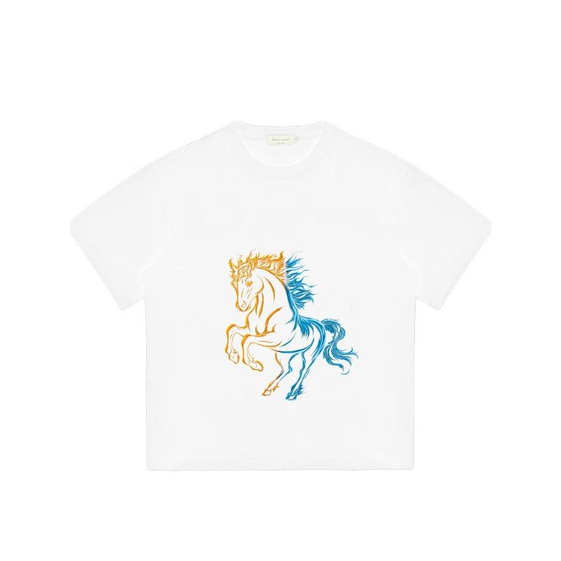 Men's Black T-Shirt With Fire And Ice Horse Graphic Design For Casual Wear