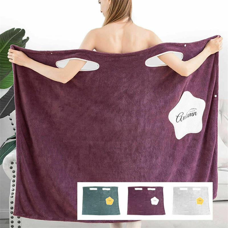 Buy Women Quick Dry Wearable Microfiber Plush Bathrobes Towel Spa Wrap