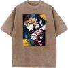 Demon Slayer Kochou Shinobu Inosuke Anime Clothing Men Women Retro Washed T-shirts Manga Cotton Tshirt Harajuku Male T Shirt