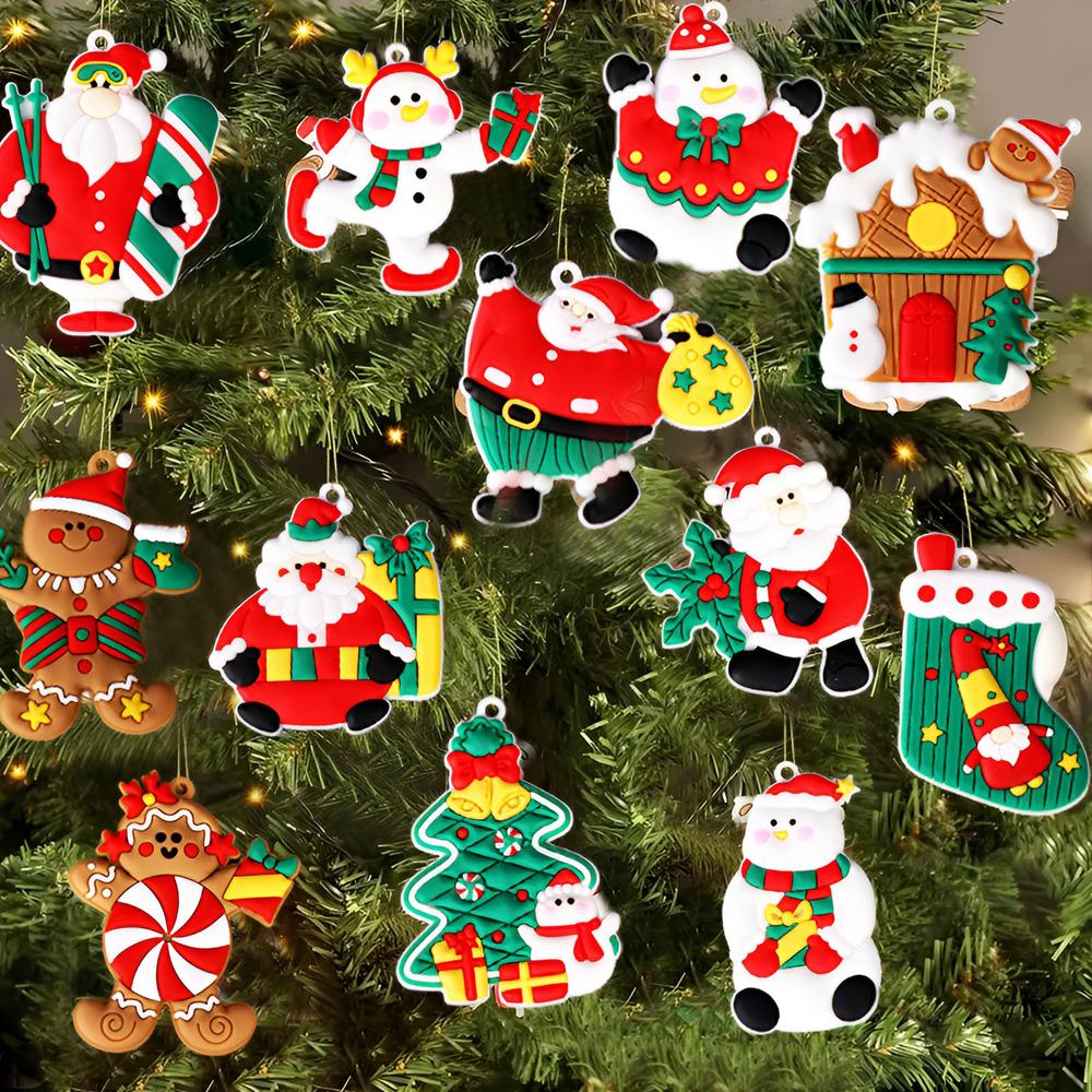 Gingerbread Christmas Decorations 12 Pieces Small Santa Christmas Tree Ornaments Christmas Ornaments Set Christmas Tree Decor