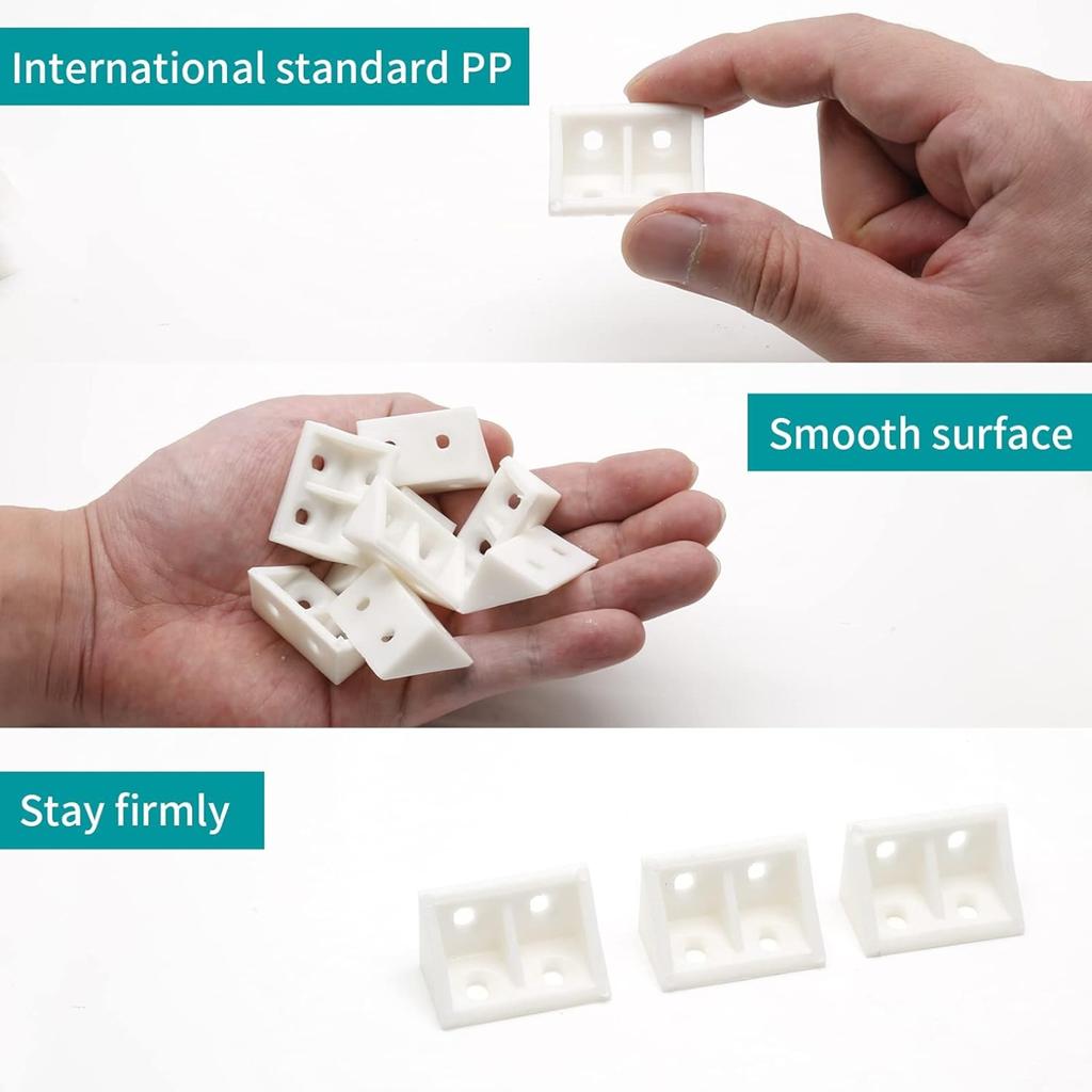 30 Pcs 0.7" White Plastic Right Angle Bracket L Brackets, 90 Degree Corner Brace Corner Support for Wood Shelf Chair Cabinet Box