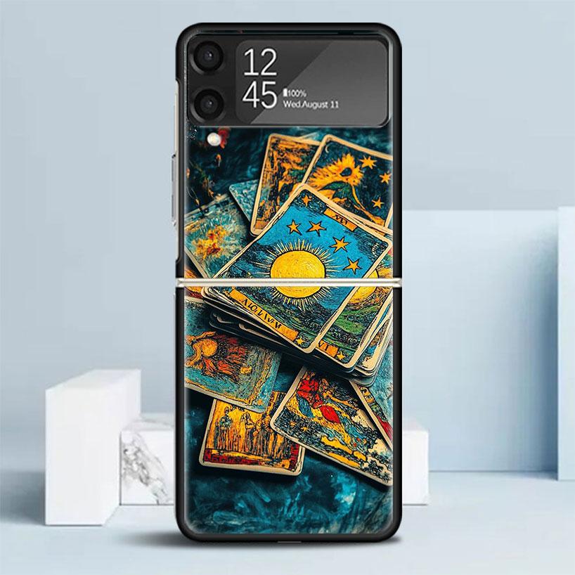 Witch Tarot Card Black Cover for Samsung Galaxy Z Flip 7 6 5 4 3 5G Phone Case Flip7 Flip6 Flip5 Flip4 Flip3 Pattern Case Galaxy