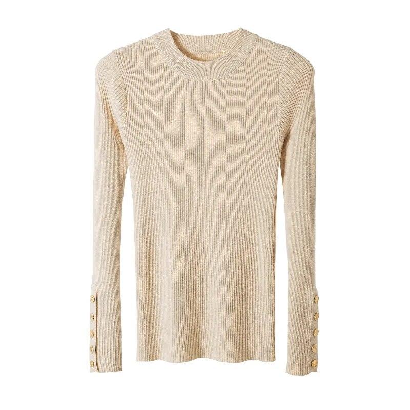 

Женский пуловер на пуговицах с круглым вырезом, осенне-зимний женский свитер, плотный вязаный короткий свитер с короткими рукавами, топ