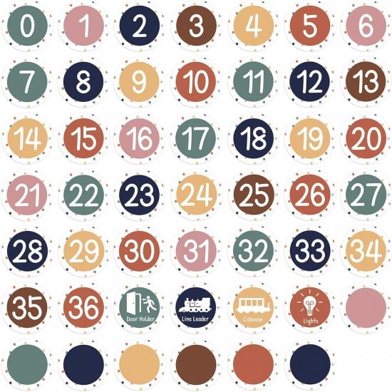 48PCS Boho Rainbow Numbers Stickers Classroom Decorations Colorful Mini Dots Number Spot Markers Stickers Boho Classroom Labels Accents Cutouts for