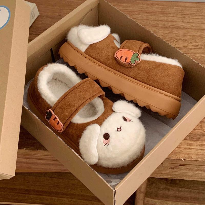 

Туфли на толстой подошве на липучке для девочек на зиму, мягкие и милые туфли-бобы, новые хлопковые туфли 40-41 коричневый