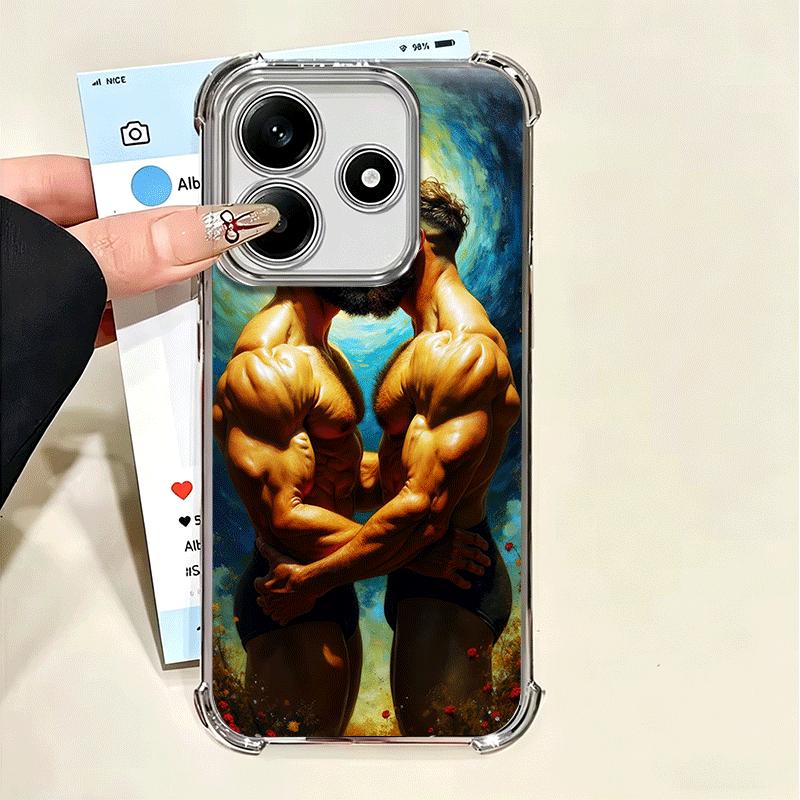 Muscle Man Gay Fitness Soft Phone Case For Xiaomi Poco X7 X8 Pro Max X6 X5 X3 F8 Ultra F7 M8 M7 M5S Redmi 15C 15A 15 14C 13C 12C