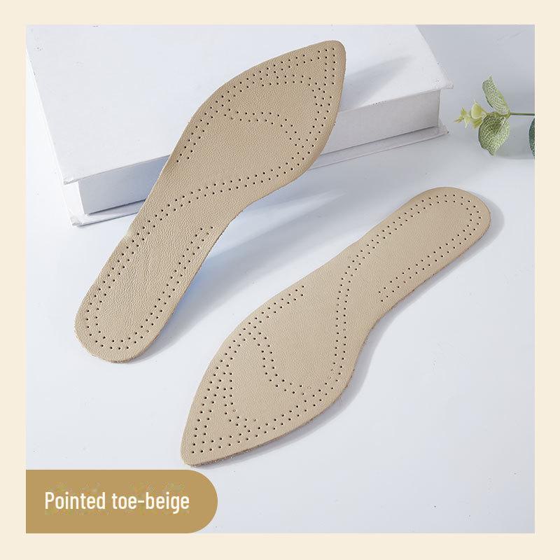 Women's Leather Deodorant High Heel Insoles Breathable, Sweat-Absorbent, Shock-Absorbing, Soft Cowhide for Pointed Toe Shoes