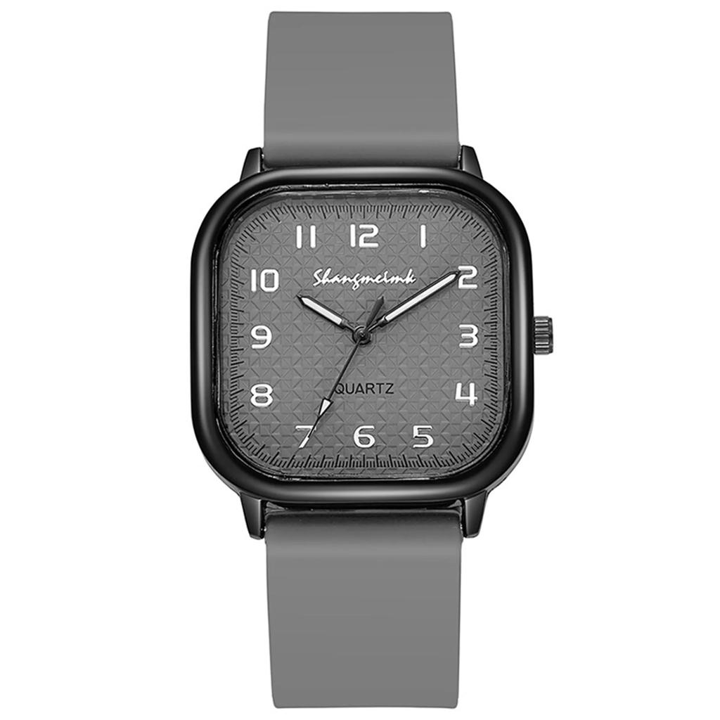 1pc- Fashion Roma Dial Women Watches Square Quartz Watch Casual Silicone Band Wristwatch
