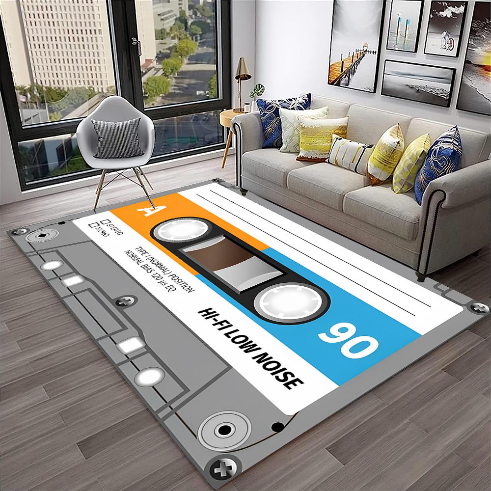 3D Music Cassette Tape Retro Pattern Carpet Rug for Home Living Room Bedroom Sofa Doormat Decor,kids Area Rug Non-slip Floor Mat